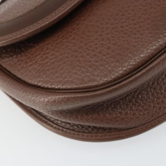 Authentic Christian Dior Shoulder Bag Leather Brown Gold - Picture 10 of 16